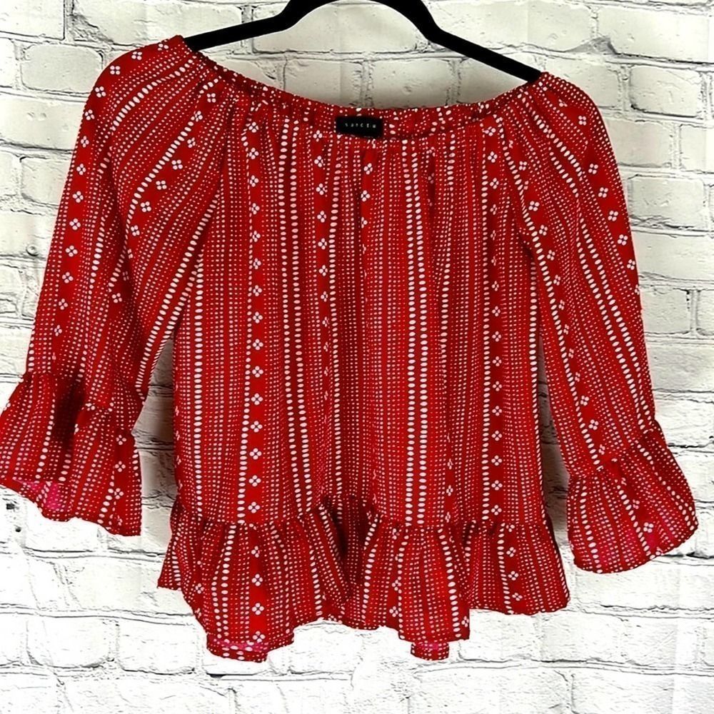 Anthropologie peasant blouse red size extra small